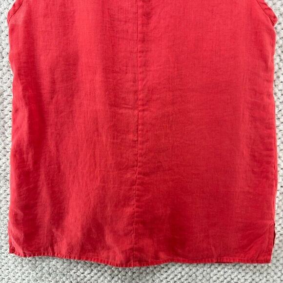 Eli Tahari Top Womens S Orange Linen Tank V-Neck Embroidered Boho Beach Resort - Picture 8 of 12